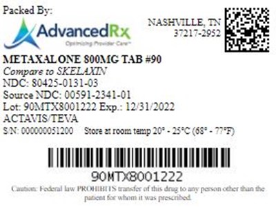 Metaxalone 800mg Tab Qty 90 Ndc 80425 0131
